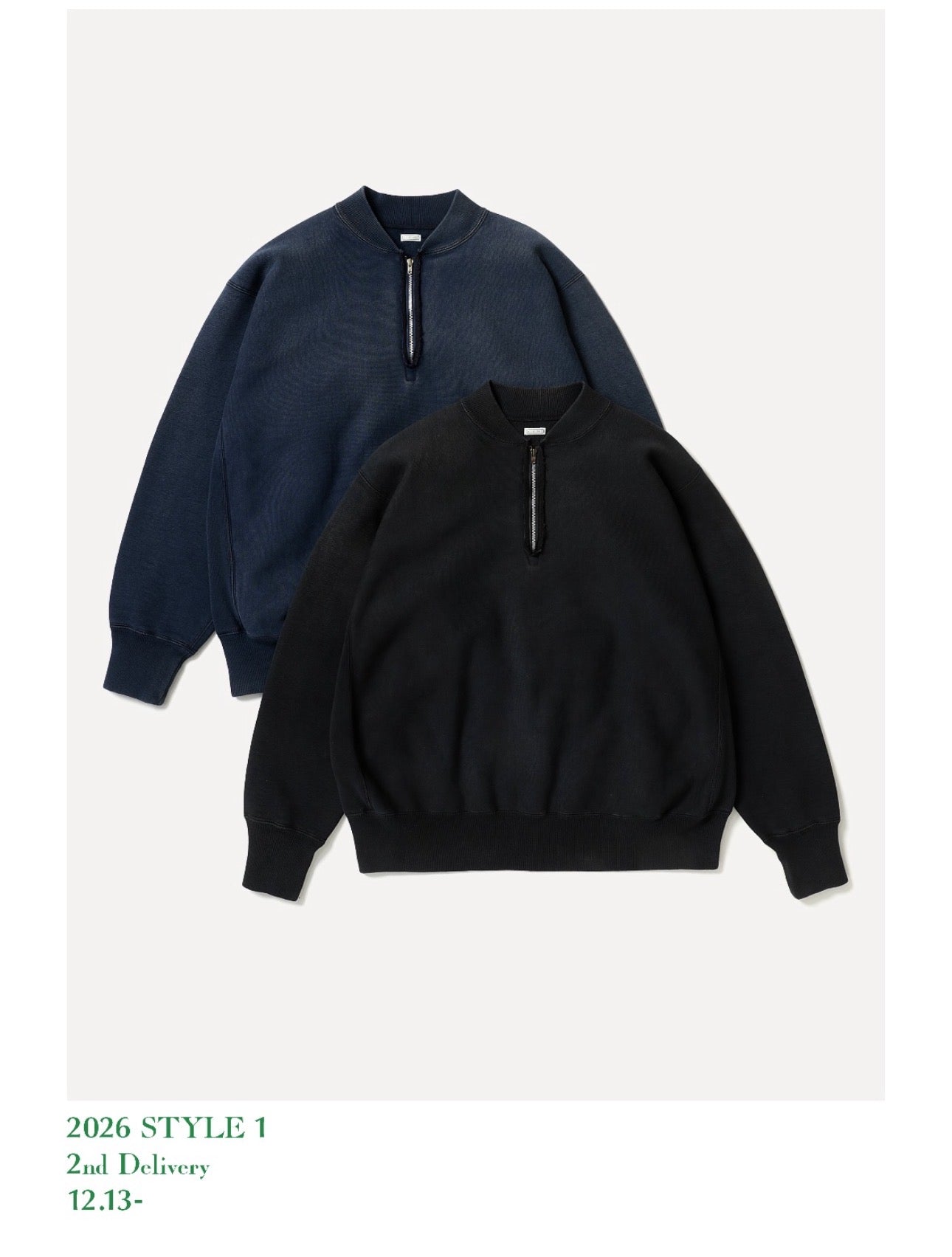 A.PRESSE 26SS Vintage Half Zip Rib Collar Sweatshirt