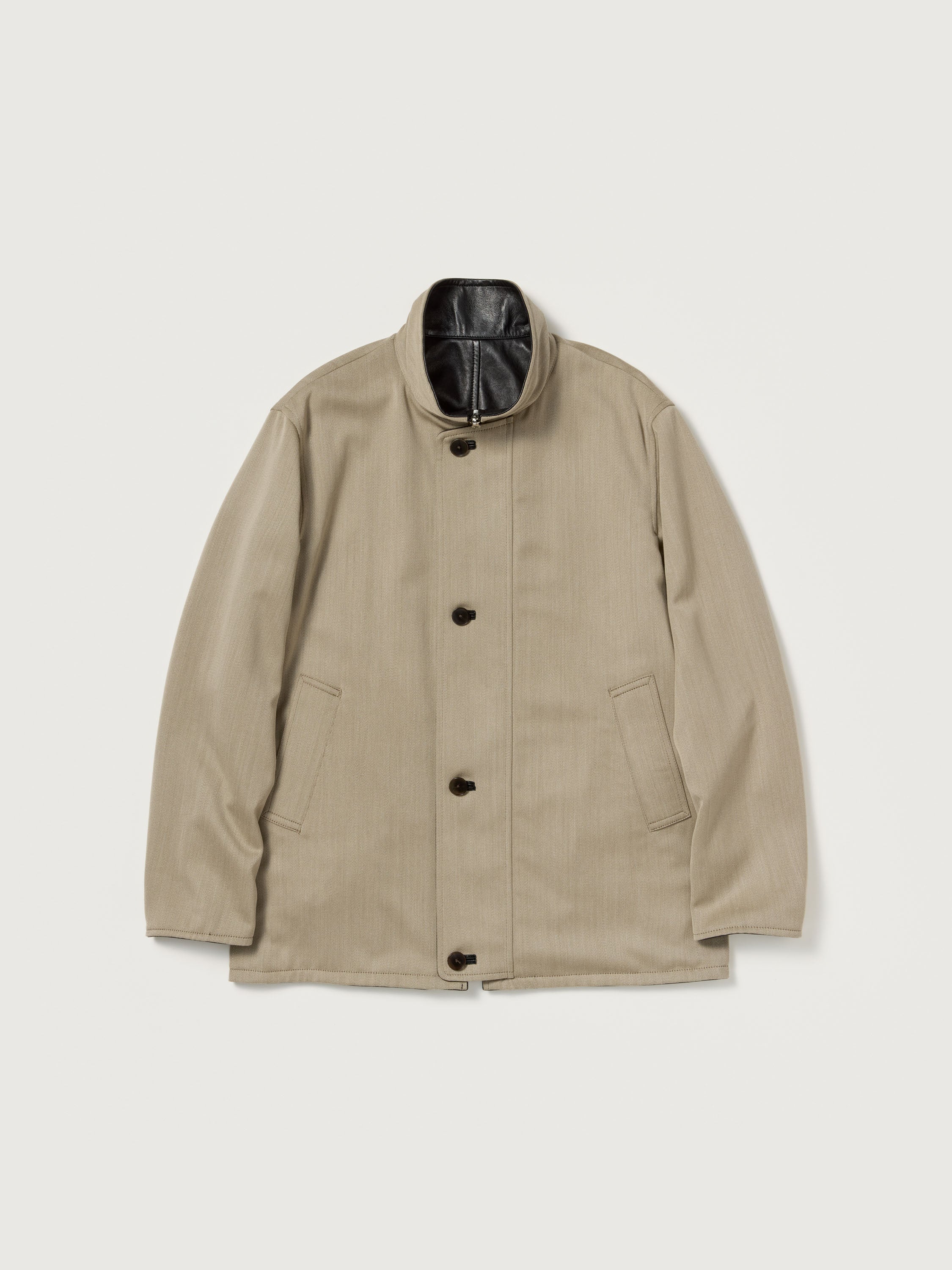 AURALEE 26AW REVERSIBLE WOOL TWISTED TWILL / SHEEP LEATHER HALF COAT