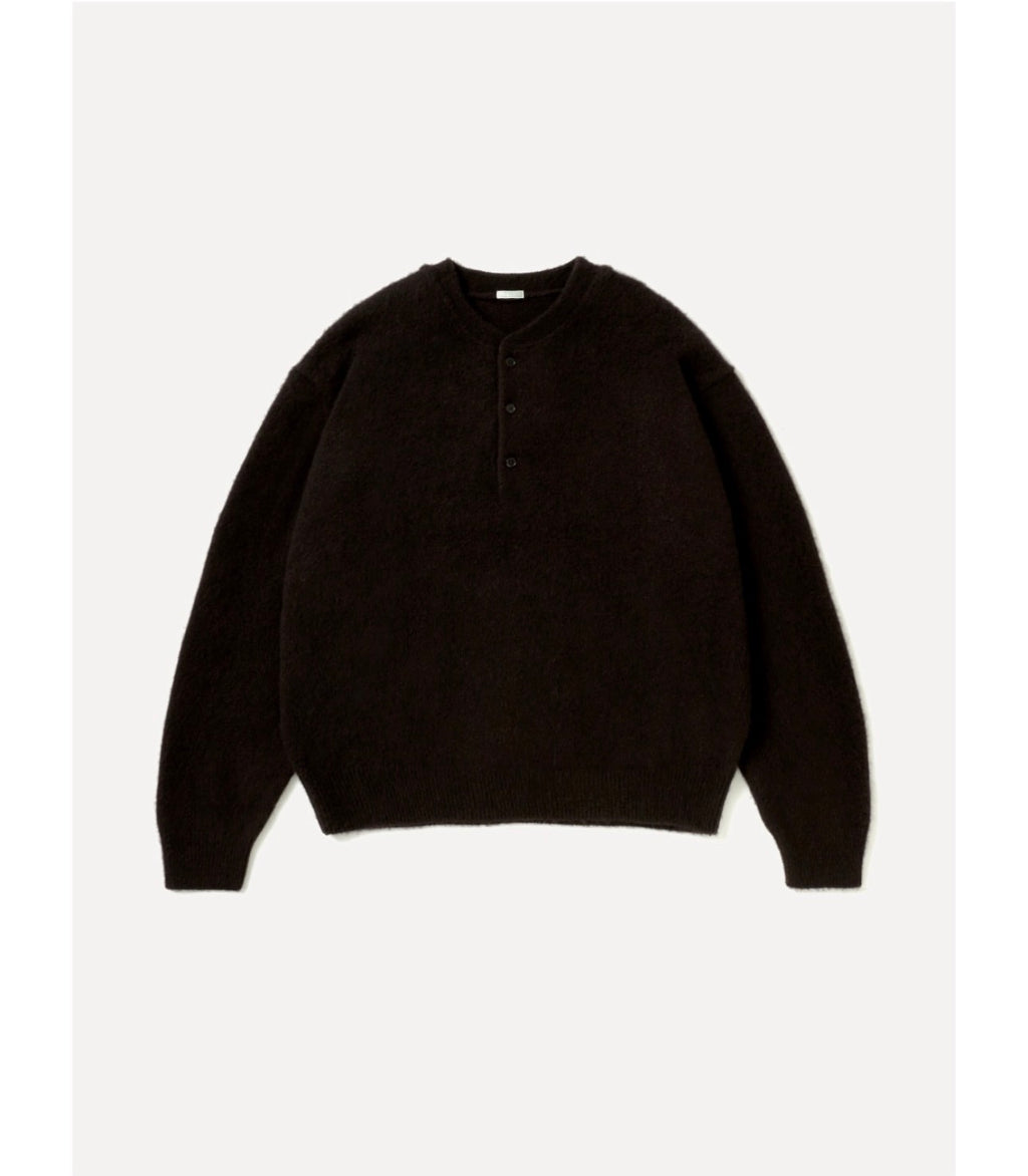 A.PRESSE 26AW Brushed Cashmere Middle Gauge Henley Neck Sweater
