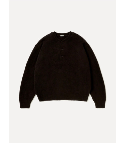 A.PRESSE 26AW Brushed Cashmere Middle Gauge Henley Neck Sweater