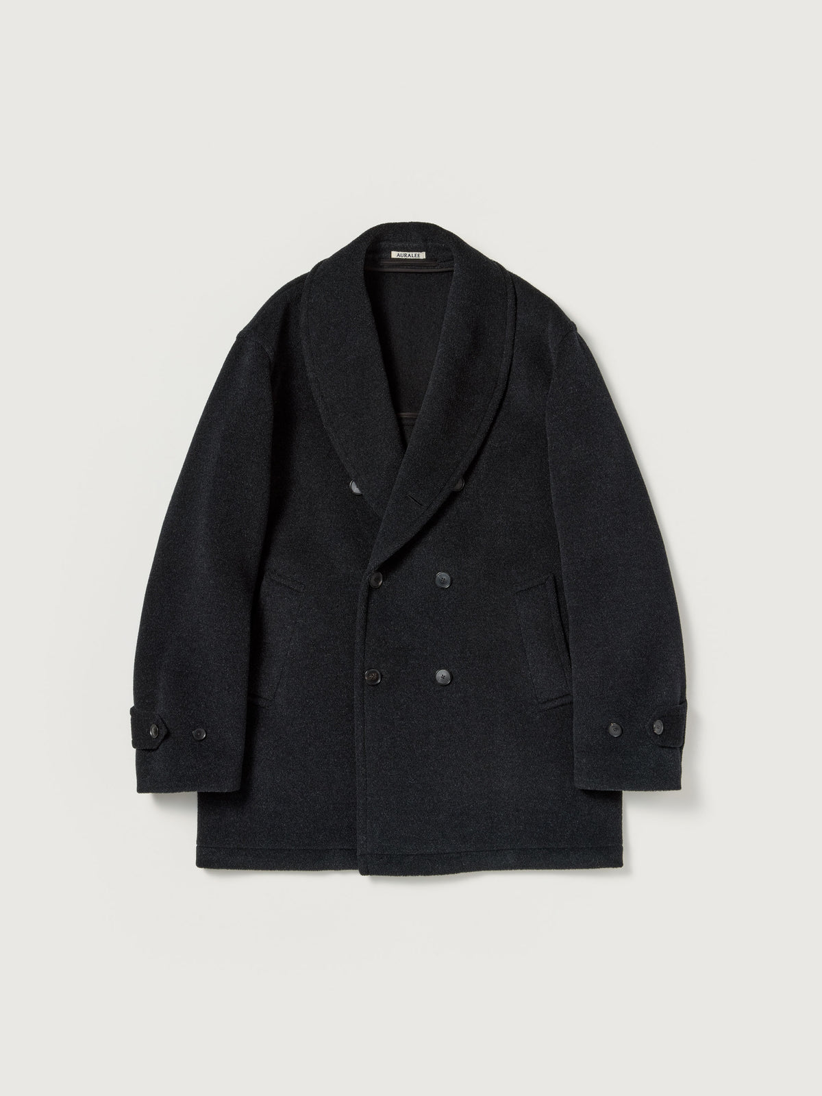Auralee 26AW WOOL HERRINGBONE SHAWL COLLAR COAT