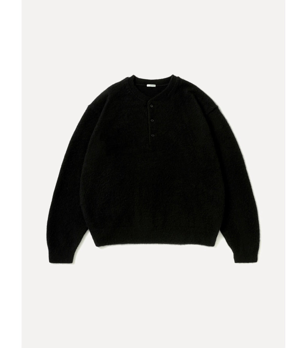 A.PRESSE 26AW Brushed Cashmere Middle Gauge Henley Neck Sweater