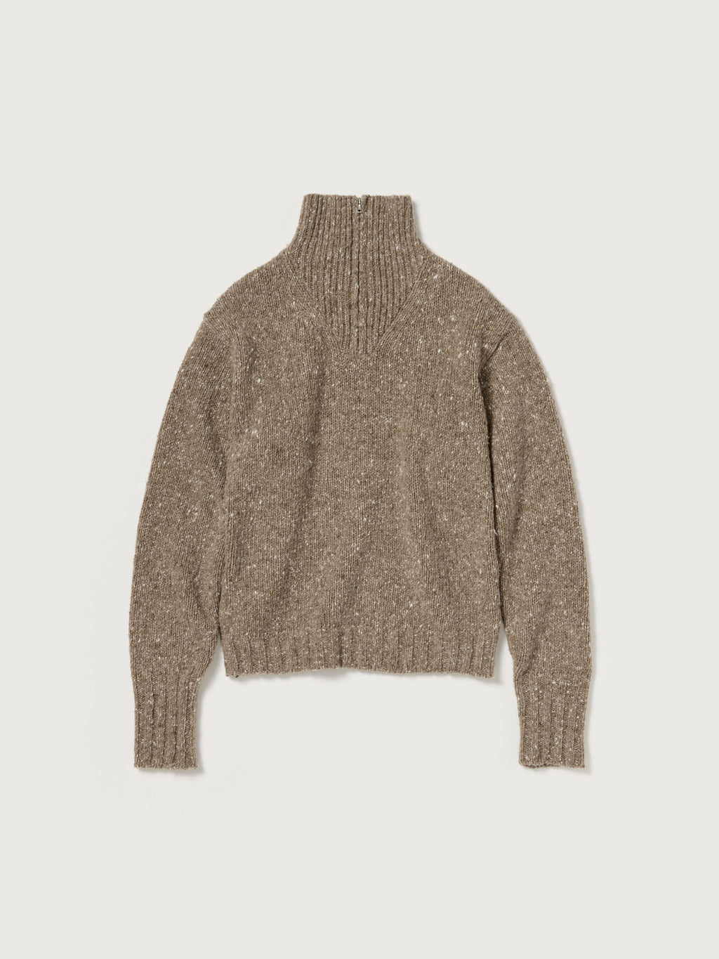 AURALEE 26AW LOW-GAUGE HOMESPUN TWEED KNIT ZIP TURTLE