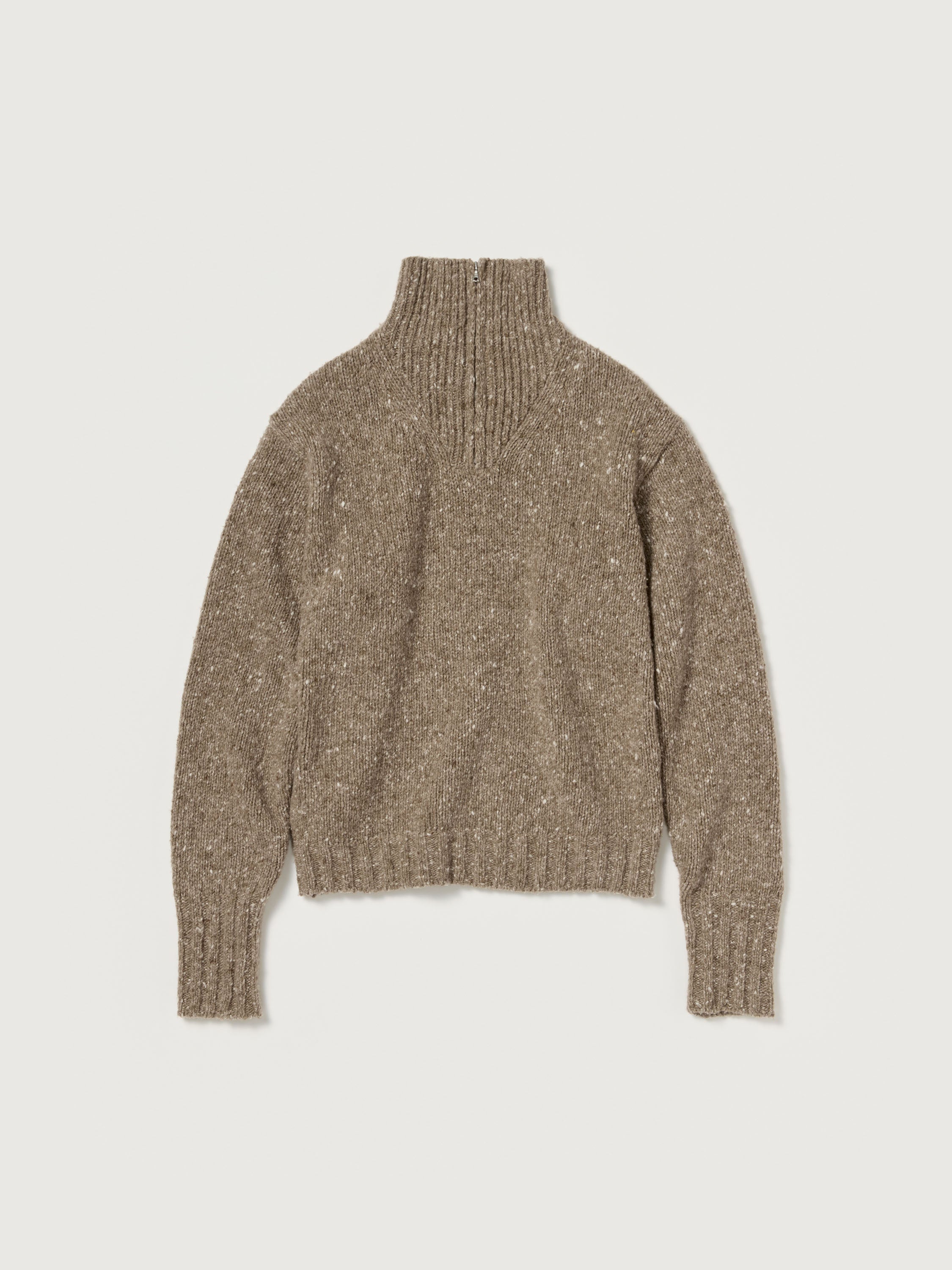 AURALEE 26AW LOW-GAUGE HOMESPUN TWEED KNIT ZIP TURTLE