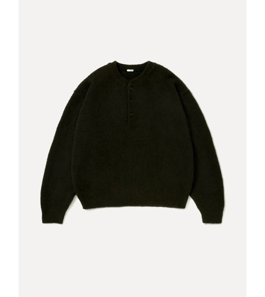 A.PRESSE 26AW Brushed Cashmere Middle Gauge Henley Neck Sweater