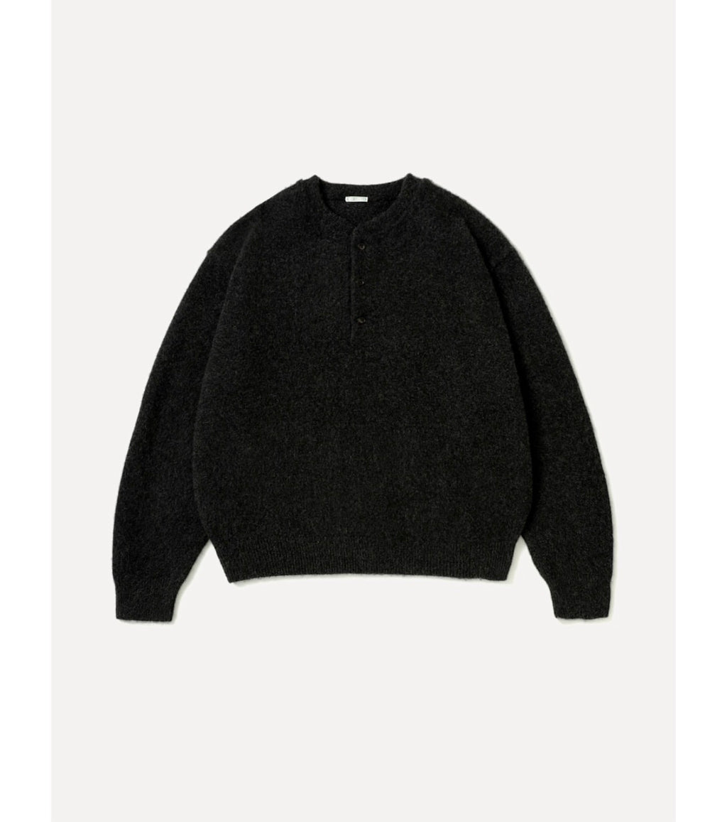 A.PRESSE 26AW Brushed Cashmere Middle Gauge Henley Neck Sweater