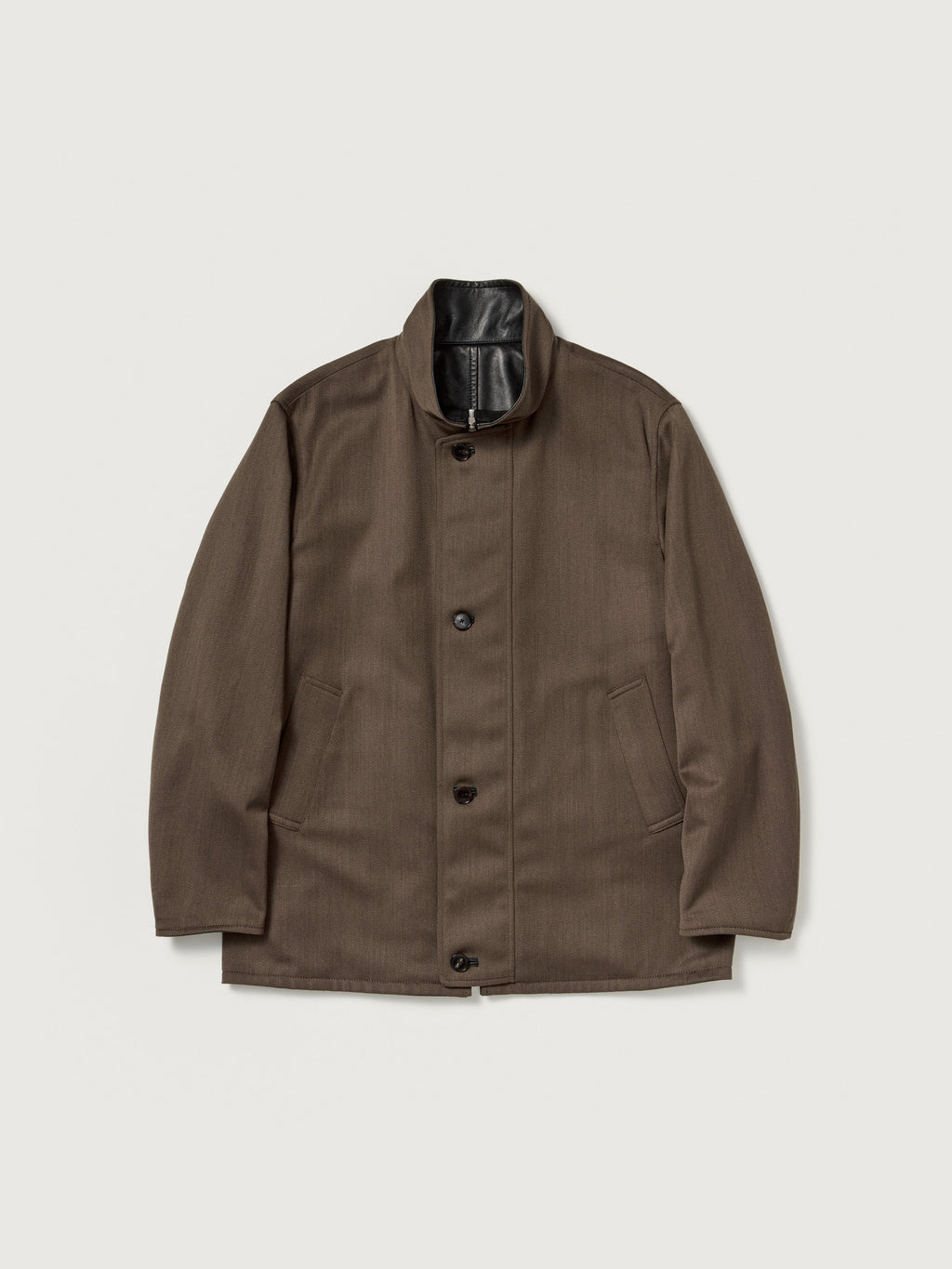 AURALEE 26AW REVERSIBLE WOOL TWISTED TWILL / SHEEP LEATHER HALF COAT