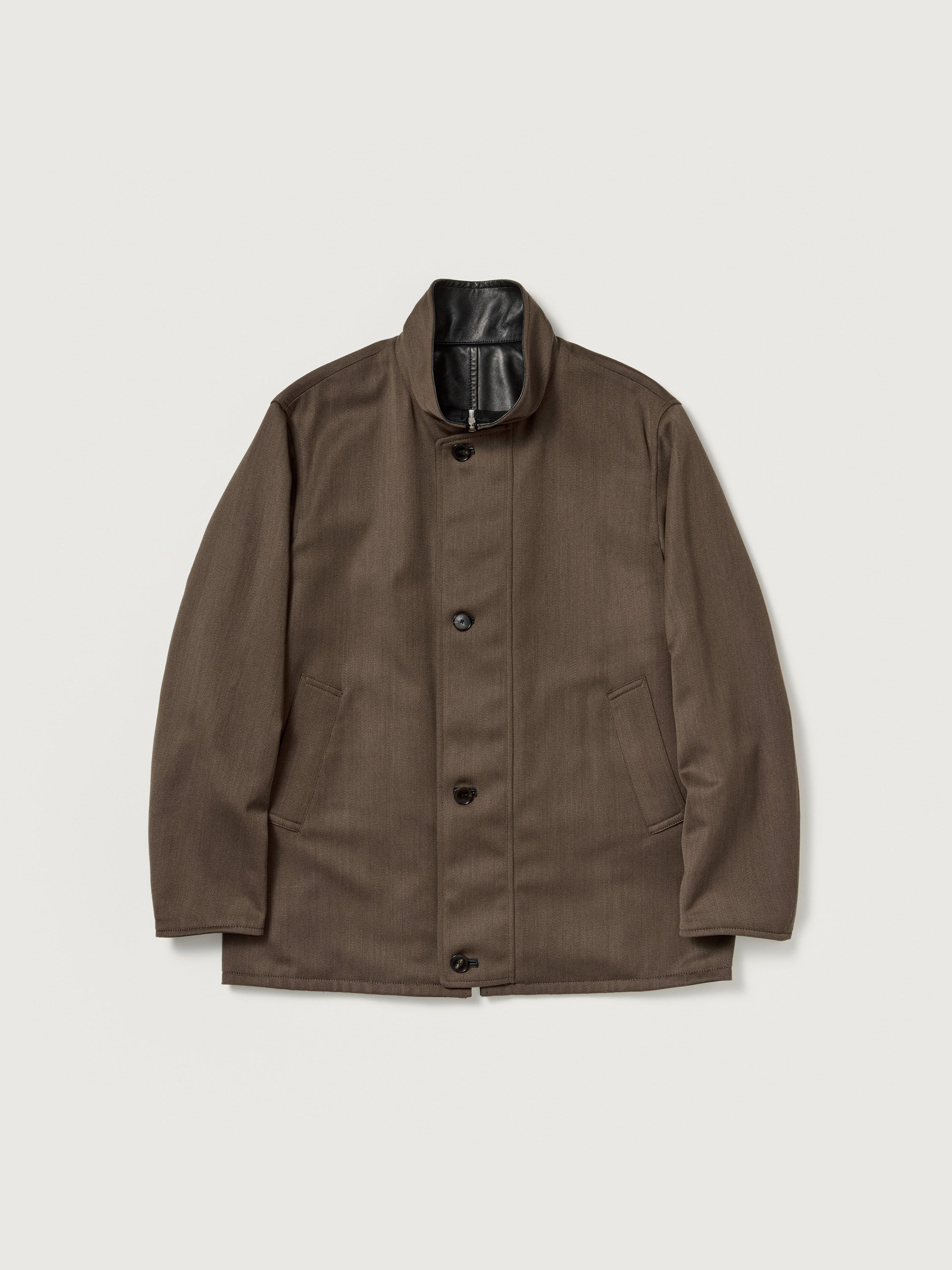 AURALEE 26AW REVERSIBLE WOOL TWISTED TWILL / SHEEP LEATHER HALF COAT