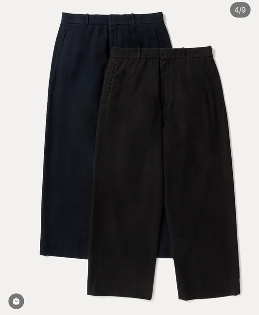 A.PRESSE 26SS VINTAGE COTTON SILK MOLESKIN WIDE TAPERED TROUSERS