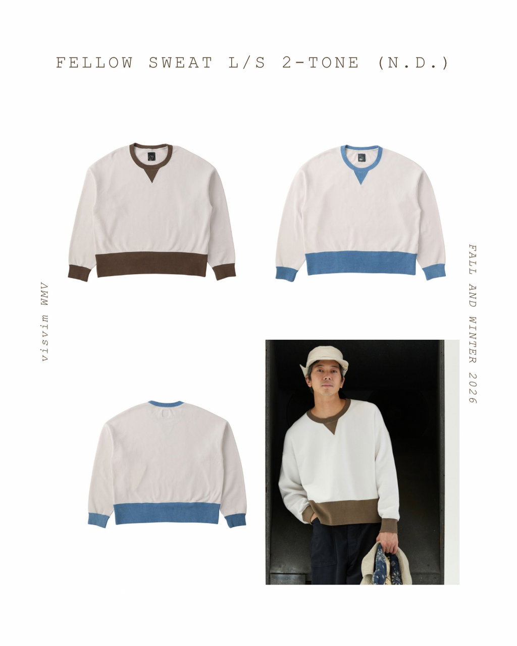 VISVIM 26AW ICT FELLOW SWEAT L/S 2-TONE (N.D.)
