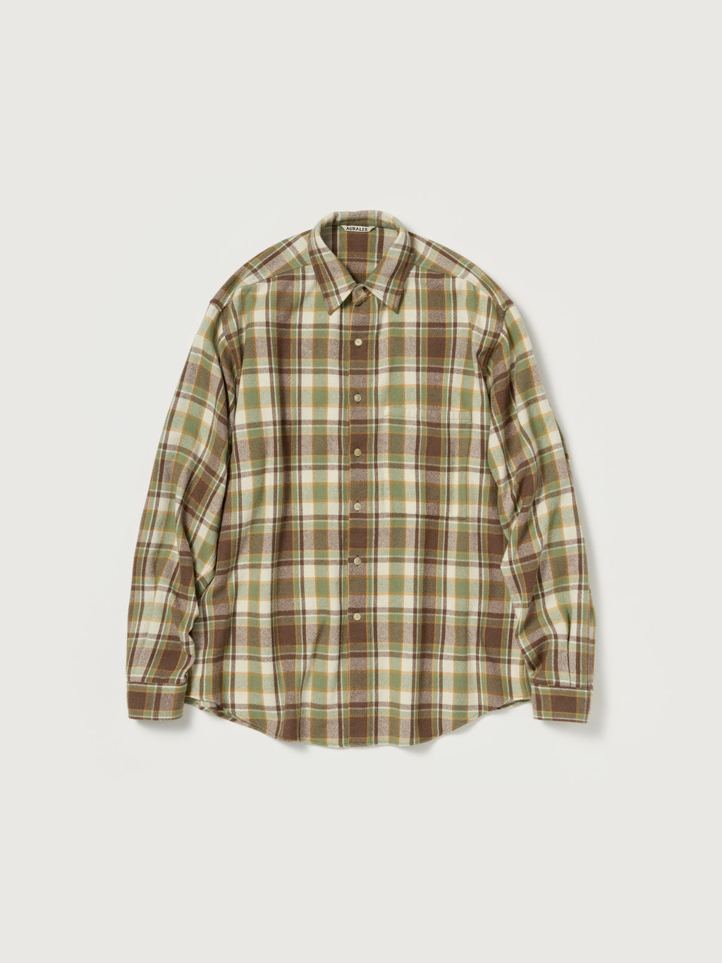 Auralee 26AW CASHMERE SILK CHECKED FLANNEL BIG SHIRT